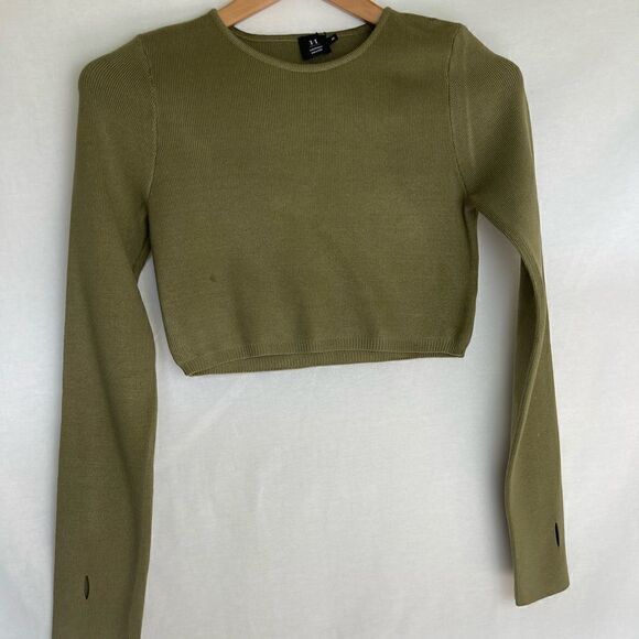 Olive Green Crop Top Skirt Set - Picture 5 of 13